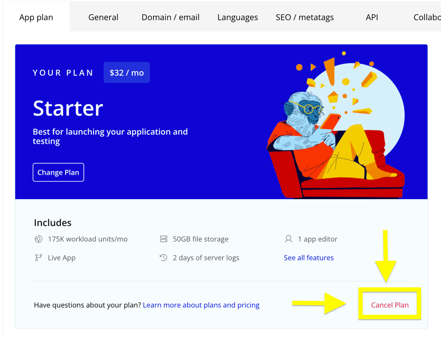 Cancel Bubble plan in the Bubble editor